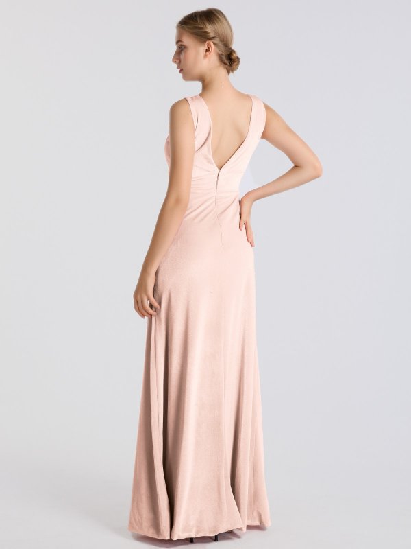 Deep V Neck Ultra-soft and Stretchy Velvet Dress AB202062