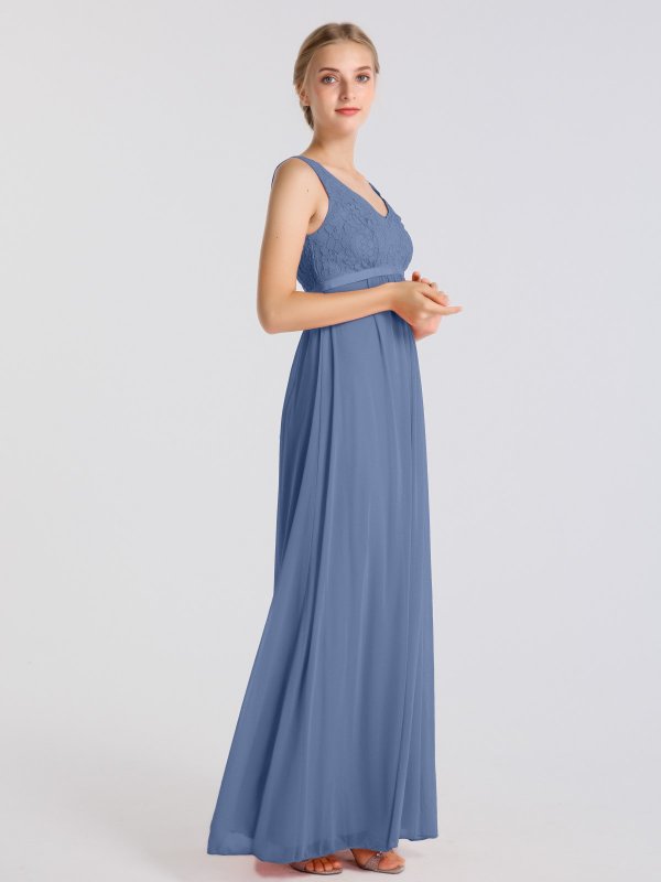 Sleeveless Maternity Long Corded Lace Mesh Dress AB202146