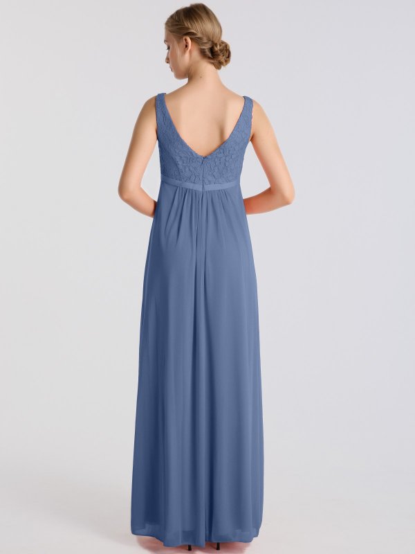 Sleeveless Maternity Long Corded Lace Mesh Dress AB202146