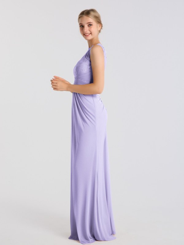 Sleeveless Long Mesh Dress With Corded Lace Bridesmaid AB202144