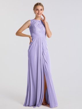 Sleeveless Long Mesh Dress With Corded Lace Bridesmaid AB202144