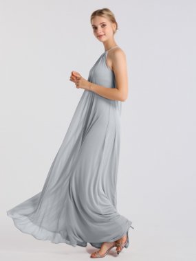 Maternity Friendly Long Halter Neck Soft Mesh Bridesmaids Dress AB202053