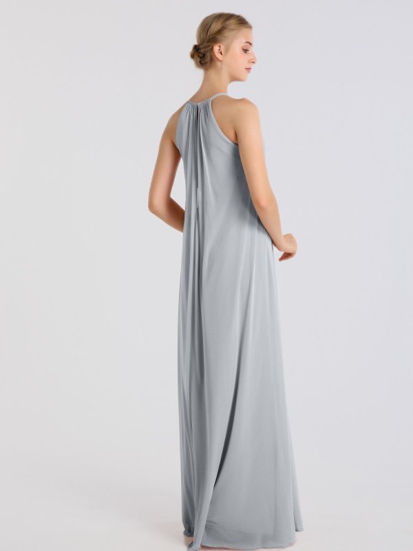 Maternity Friendly Long Halter Neck Soft Mesh Bridesmaids Dress AB202053