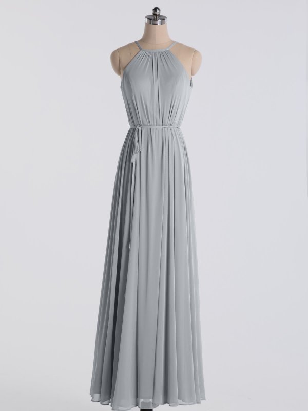 Maternity Friendly Long Halter Neck Soft Mesh Bridesmaids Dress AB202053