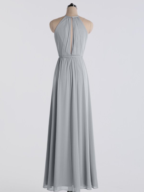 Maternity Friendly Long Halter Neck Soft Mesh Bridesmaids Dress AB202053