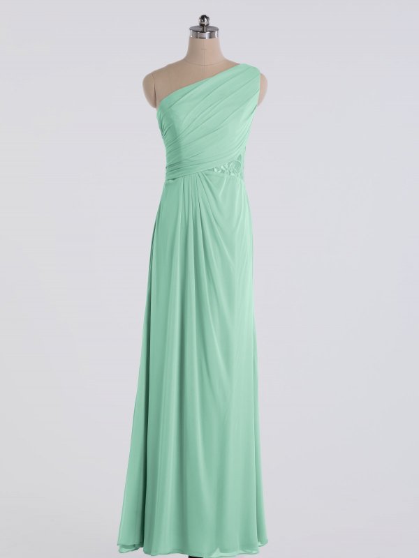 Fashion One-Shoulder Long Lace Insert Mesh Dress AB202068