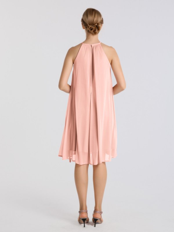 Short Maternity Halter Neck Stretch Mesh Bridesmaid Gowns AB202136