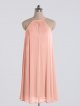 Short Maternity Halter Neck Stretch Mesh Bridesmaid Gowns AB202136