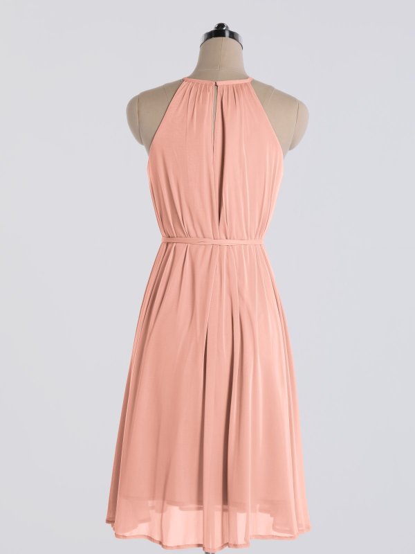 Short Maternity Halter Neck Stretch Mesh Bridesmaid Gowns AB202136