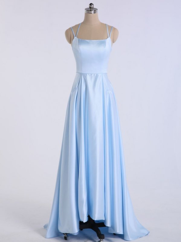 Double Spaghetti Straps Long Satin Prom Party Ball Gown AB202157