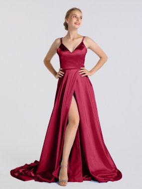 Long High Low Satin Prom Dress AB202161