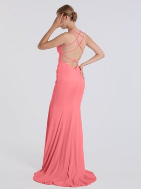 Sexy Long Open Back Fitted Jersey Prom Party Gown AB202169