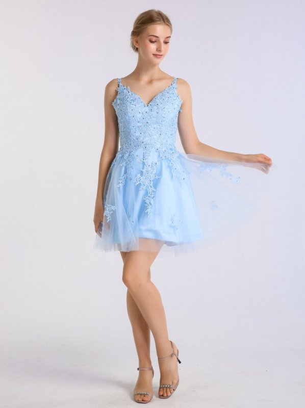 Short A-line Lace and Tulle Homecoming Prom Dress AB202172