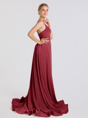 Splendid Deep V-neck Velvet A-line Prom Party Dress AB202176