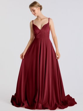 Splendid Deep V-neck Velvet A-line Prom Party Dress AB202176