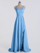 A-line Long Satin Prom Party Gown with Front Slit AB202154