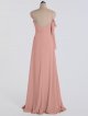 Long Sleeve Cold Shoulder Crepe Bridesmaid Gown AB202109