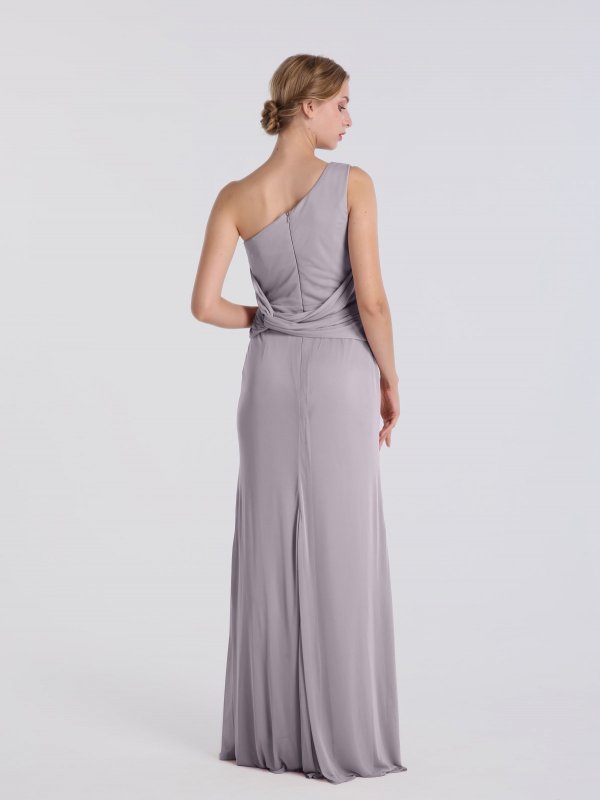 One Shoulder Twisted Knot Cascade Bridesmaid Dress VA29460 AB202125