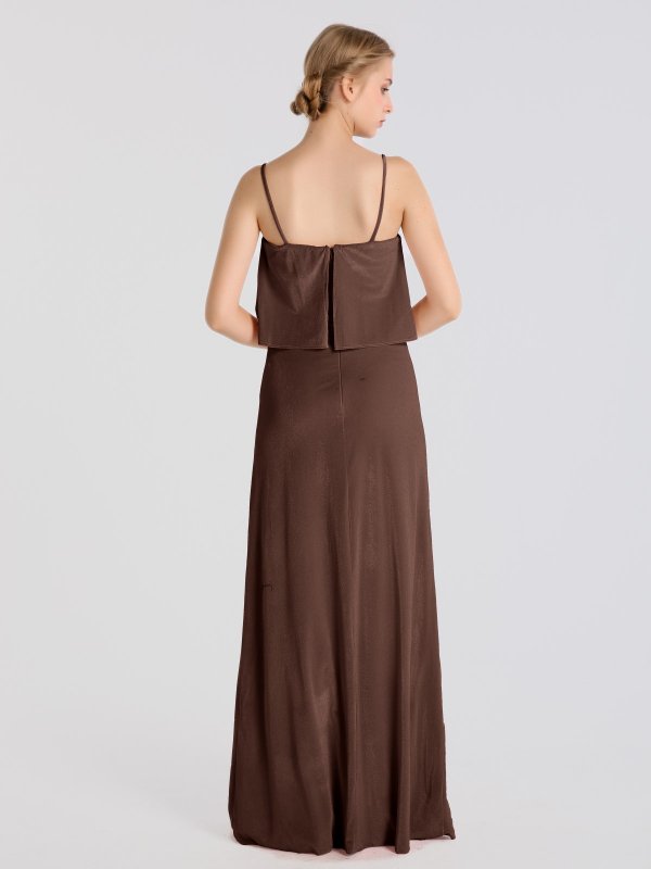 Spaghetti strap long velvet bridesmaids dresses AB202148