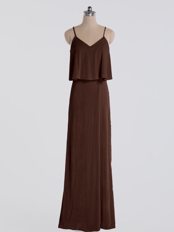 Spaghetti strap long velvet bridesmaids dresses AB202148