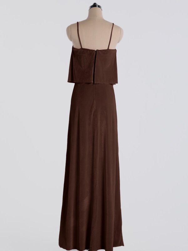 Spaghetti strap long velvet bridesmaids dresses AB202148