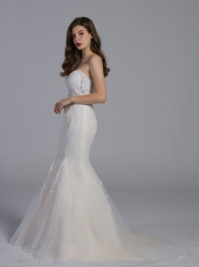 Floral Beaded Lace and Tulle Mermaid Wedding Dress AB202016