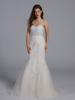 Floral Beaded Lace and Tulle Mermaid Wedding Dress AB202016