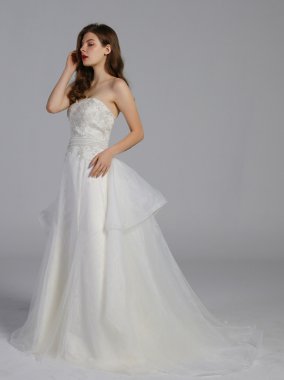 Strapless Lace Wedding Dress with Removable Train AB202037