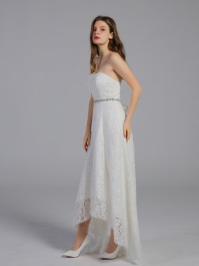 High-Low Tea-Length Corded Lace Wedding Dress AB202017