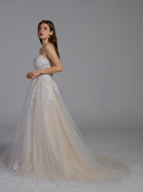 Sheer Lace and Tulle Ball Gown Wedding Dress AB202035