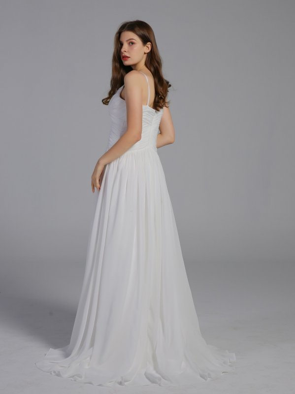 Ruched Bodice Chiffon A-Line Sweet Wedding Dress AB202032