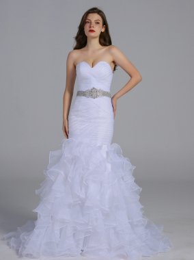 Organza Mermaid Wedding Dress with Ruffled Skirt AB202027