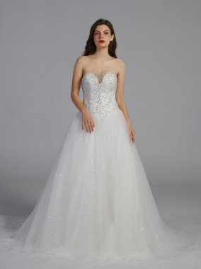 Beaded Illusion Bodice Ball Gown Wedding Dresses AB202006