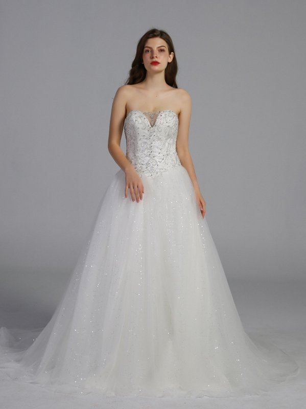 Beaded Illusion Bodice Ball Gown Wedding Dresses AB202006