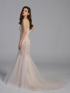 Beaded Tulle Sweetheart Trumpet Wedding Dress AB202011