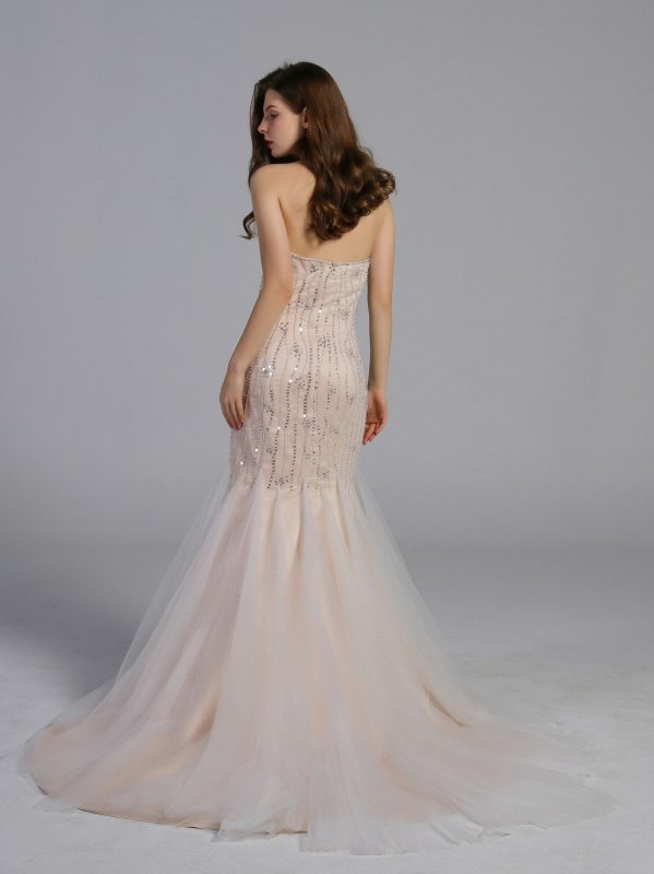 Beaded Tulle Sweetheart Trumpet Wedding Dress AB202011
