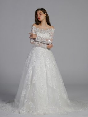 Off-The-Shoulder Lace A-Line Wedding Dress AB202026