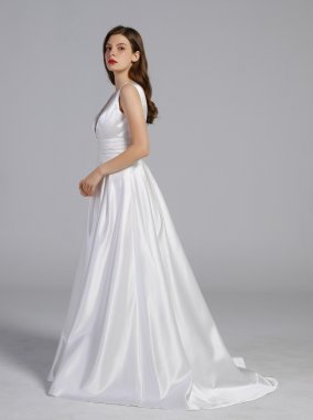 Satin Cummerbund Ball Gown Wedding Dress AB202033