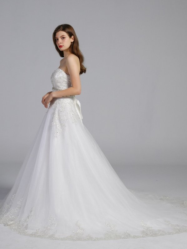 Beaded Lace and Tulle Ball Gown Wedding Dress AB202007