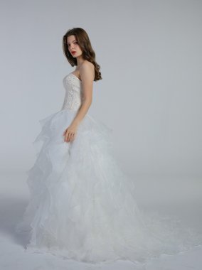 Petite Organza Ruffle Skirt Wedding Dress AB202029