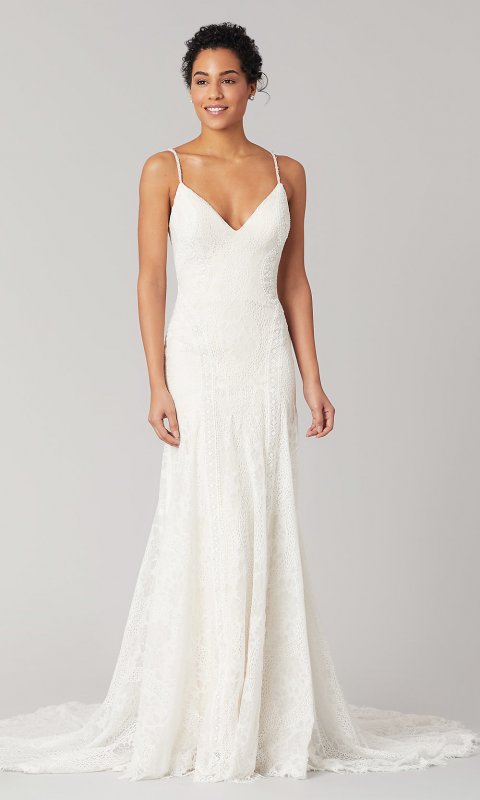 Katy: Long Lace Wedding Dress by KL-300100