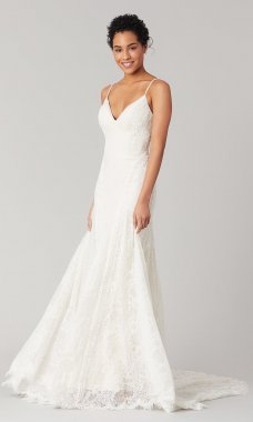Katy: Long Lace Wedding Dress by KL-300100