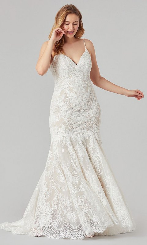 Alicia: V-Neck Lace Wedding Dress KL-300115