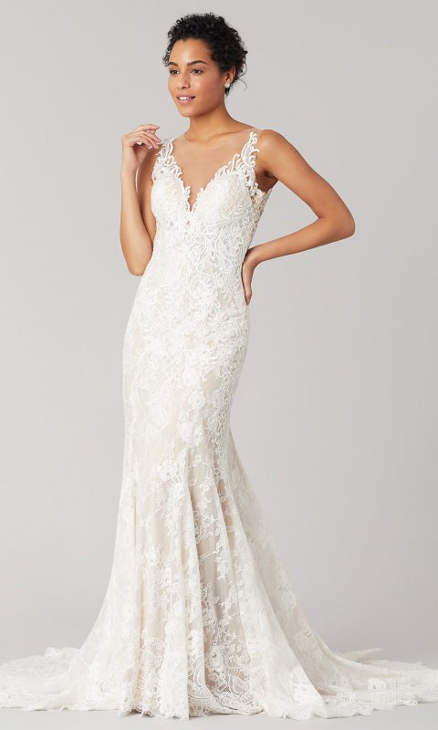 Mariah: Illusion-Back Lace Wedding Dress by KL-300121