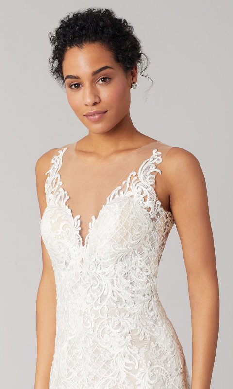 Mariah: Illusion-Back Lace Wedding Dress by KL-300121
