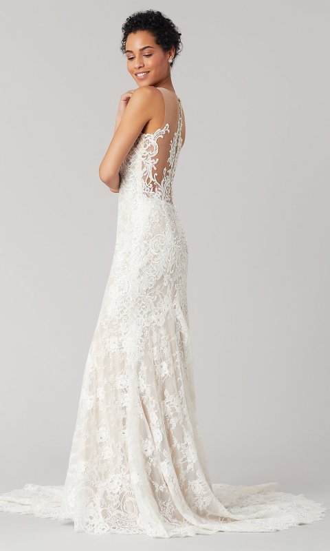 Mariah: Illusion-Back Lace Wedding Dress by KL-300121