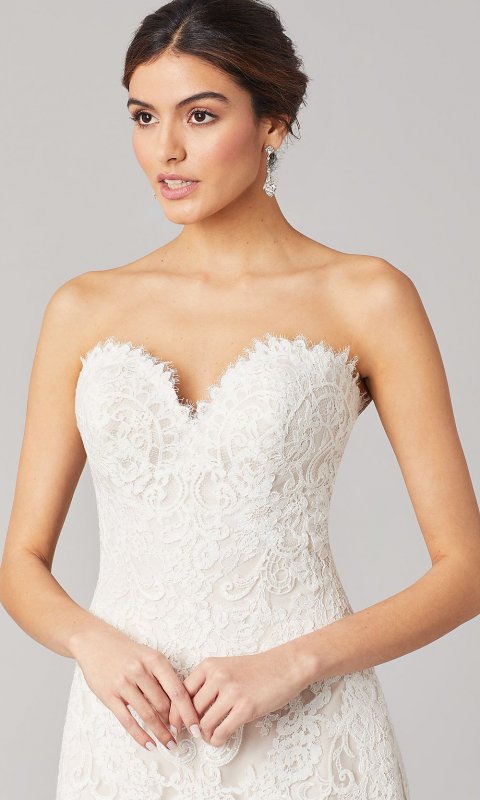 Meghan: Strapless Lace Long Wedding Dress KL-300122