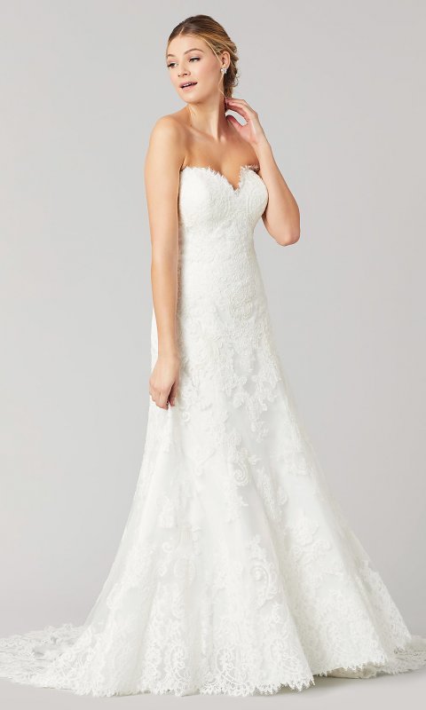 Meghan: Strapless Lace Long Wedding Dress KL-300122