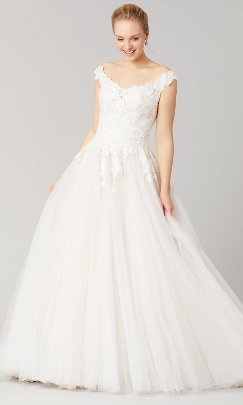 Catherine: Off-Shoulder Long Wedding Gown by KL-300130