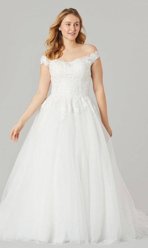 Catherine: Off-Shoulder Long Wedding Gown by KL-300130